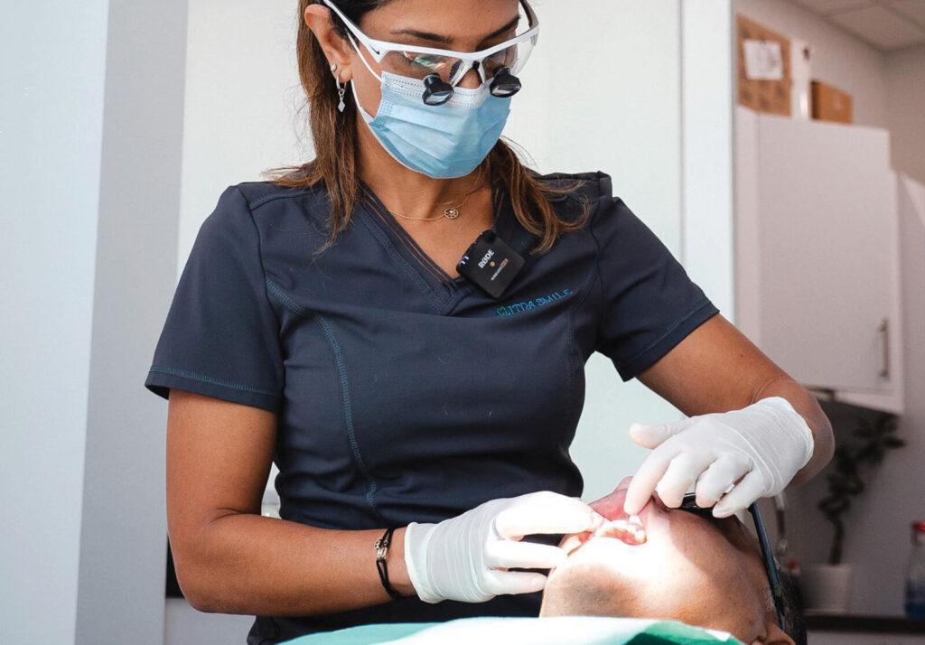 Dr working with patient